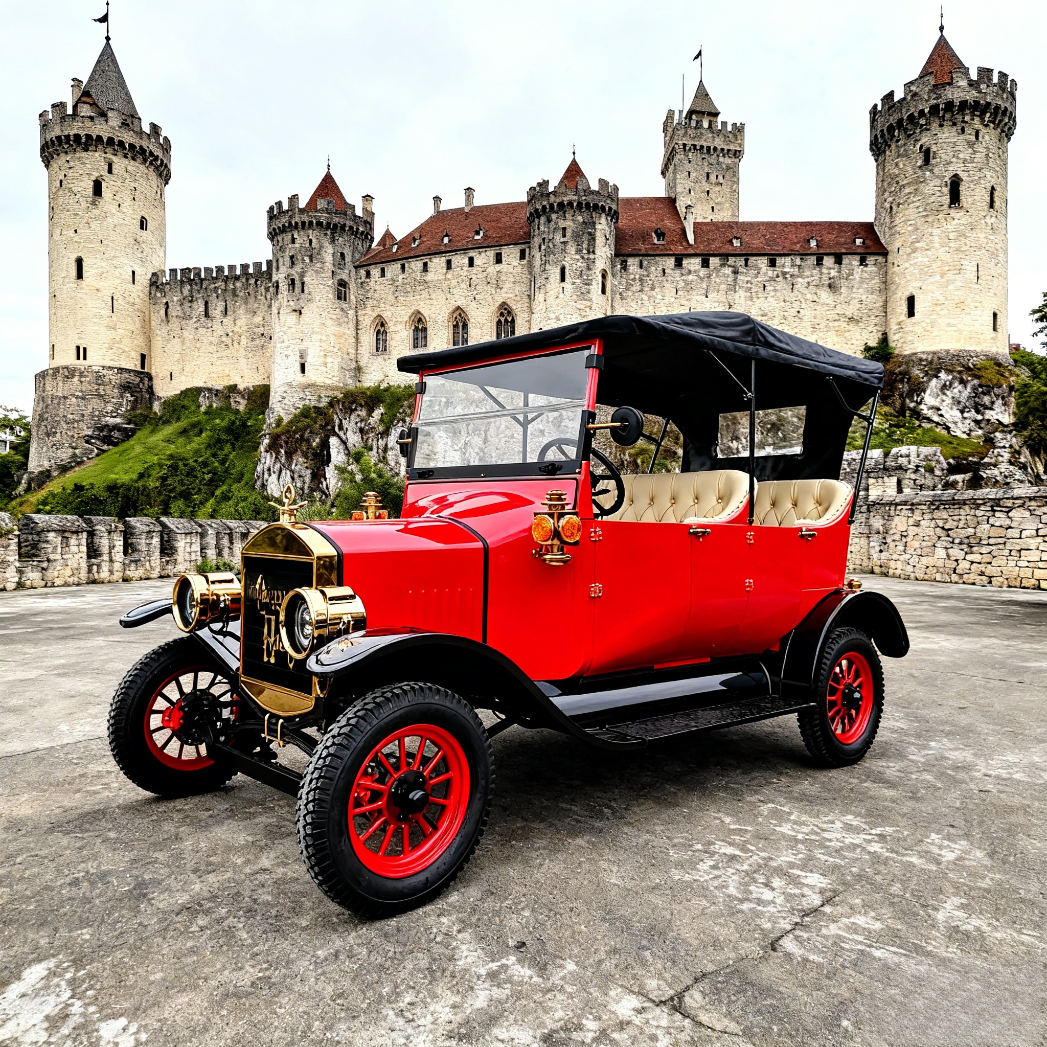 سيارة Yatian Purple Retro الكهربائية - نقطة جذب للصور السياحية من خلال السوق الصاخبة.