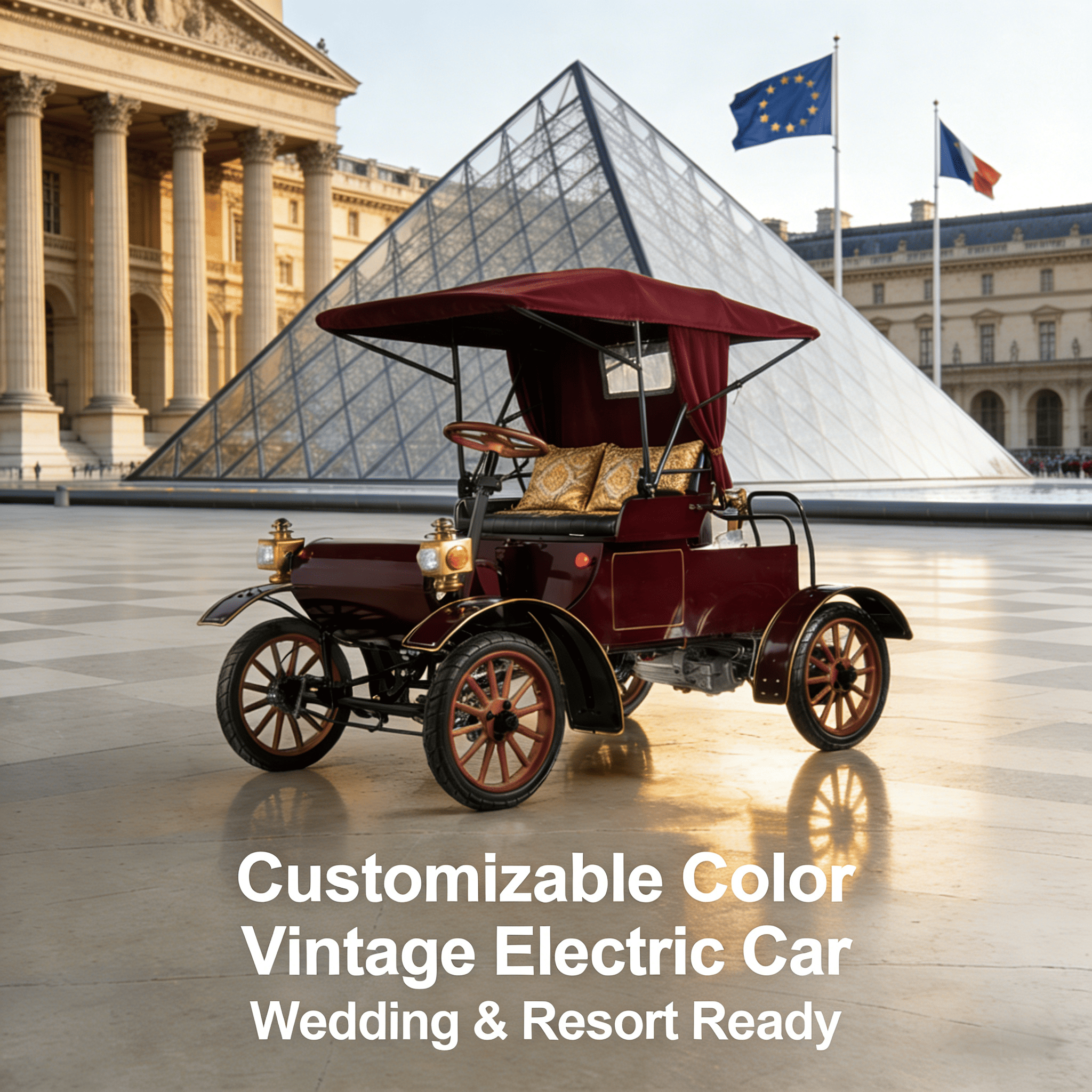 سيارة كهربائية عتيقة لمشاهدة معالم المدينة ملونة قابلة للتخصيص - مثالية لحفلات الزفاف والمنتجعات ومناطق الجذب السياحي