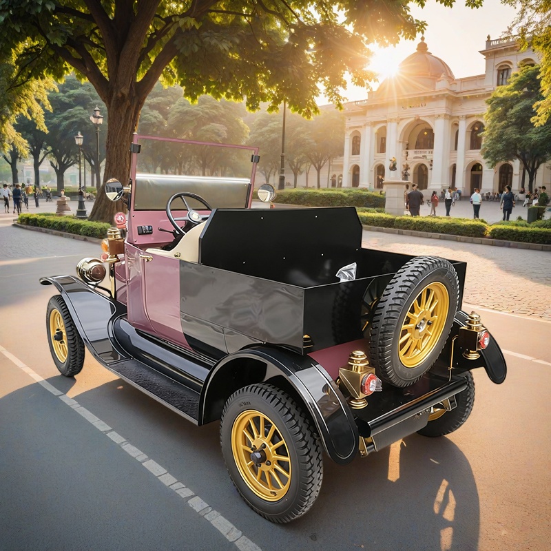 شاحنة توصيل كهربائية قديمة للمسافات القصيرة، سيارة شحن أنيقة للمنتجعات والمتنزهات