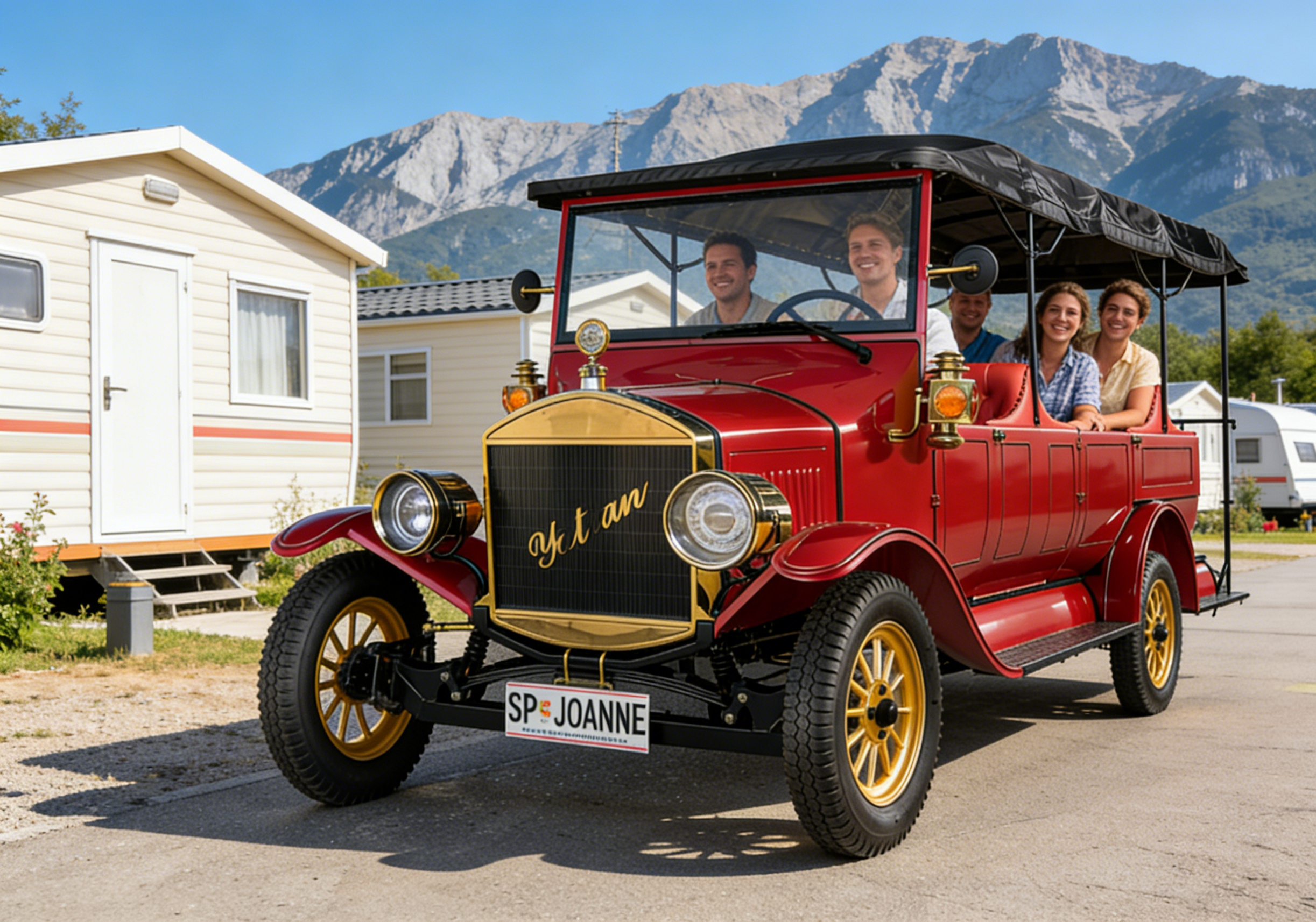 منطقة التخييم سيارة كلاسيكية عتيقة