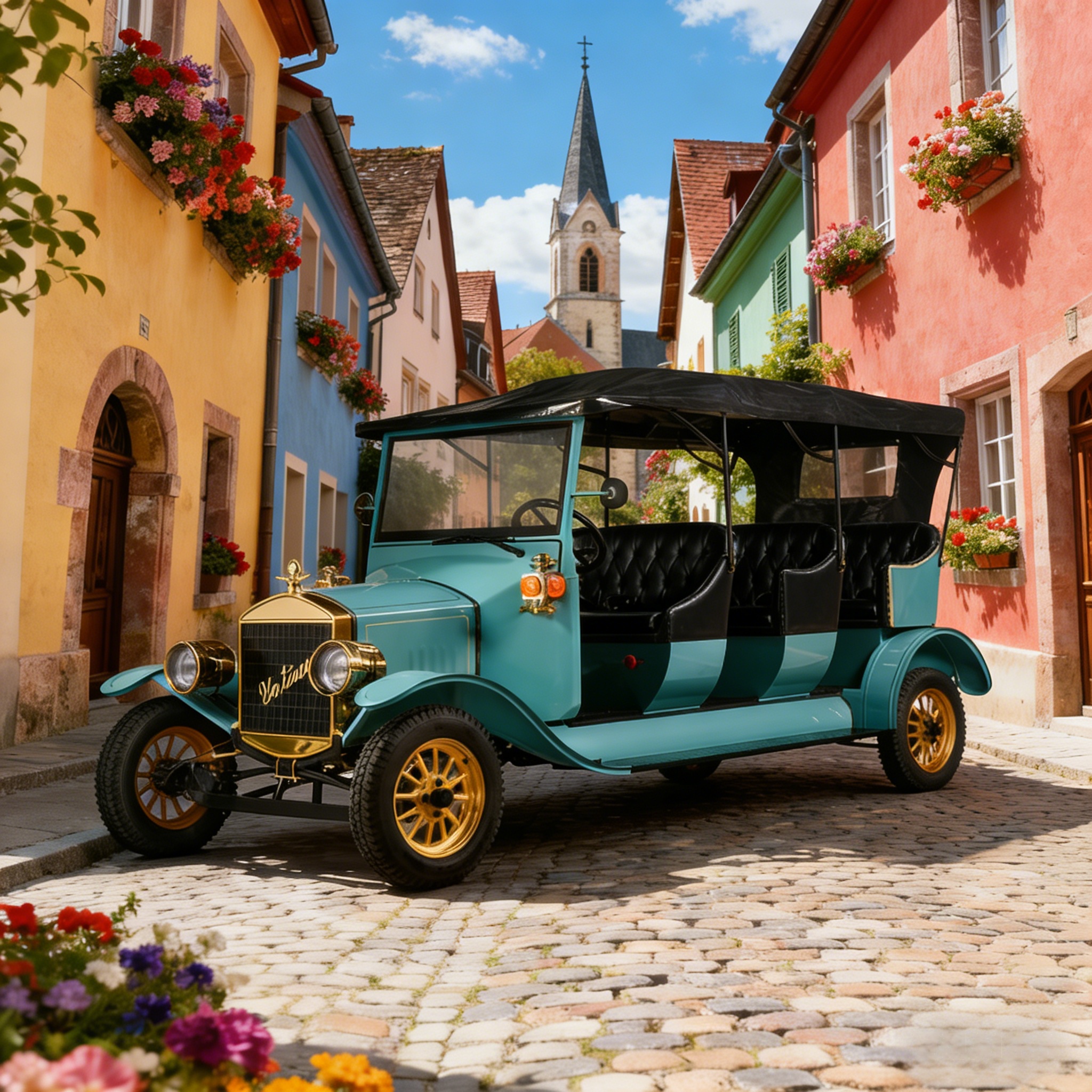 سيارة YATIAN Retro الكهربائية لمشاهدة معالم المدينة، سيارة عتيقة قابلة للتحويل مخصصة للمواقع ذات المناظر الخلابة والقصور والمنتجعات