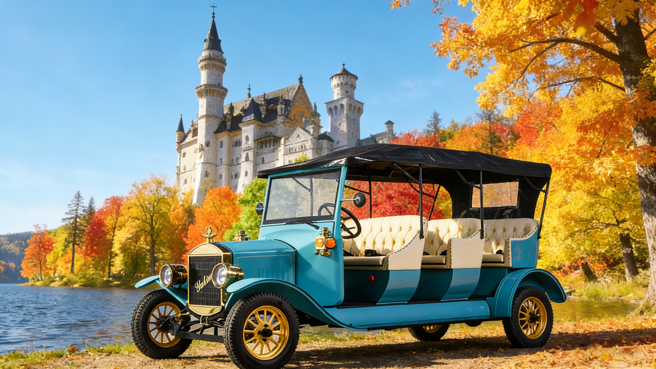 سيارة YATIAN Retro الكهربائية لمشاهدة معالم المدينة، سيارة عتيقة قابلة للتحويل مخصصة للمواقع ذات المناظر الخلابة والقصور والمنتجعات